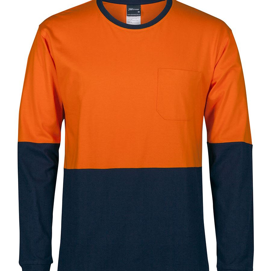 HI VIS L/S CREW NECK COTTON T-SHIRT JB-6HVTN